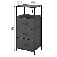 Mainstays Table de Nuit en tissu à 3 tiroirs, avec USB