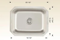 American Imaginations 20-in. Évier de cuisine en acier inoxydable W avec 1 bol et calibre 18