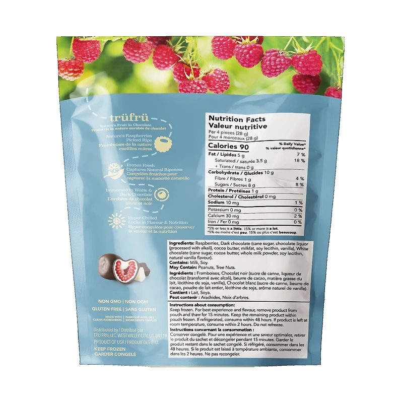 TruFru Framboises Enrobees de Chocolat 6oz TruFru Framboises Enrobees de Chocolat