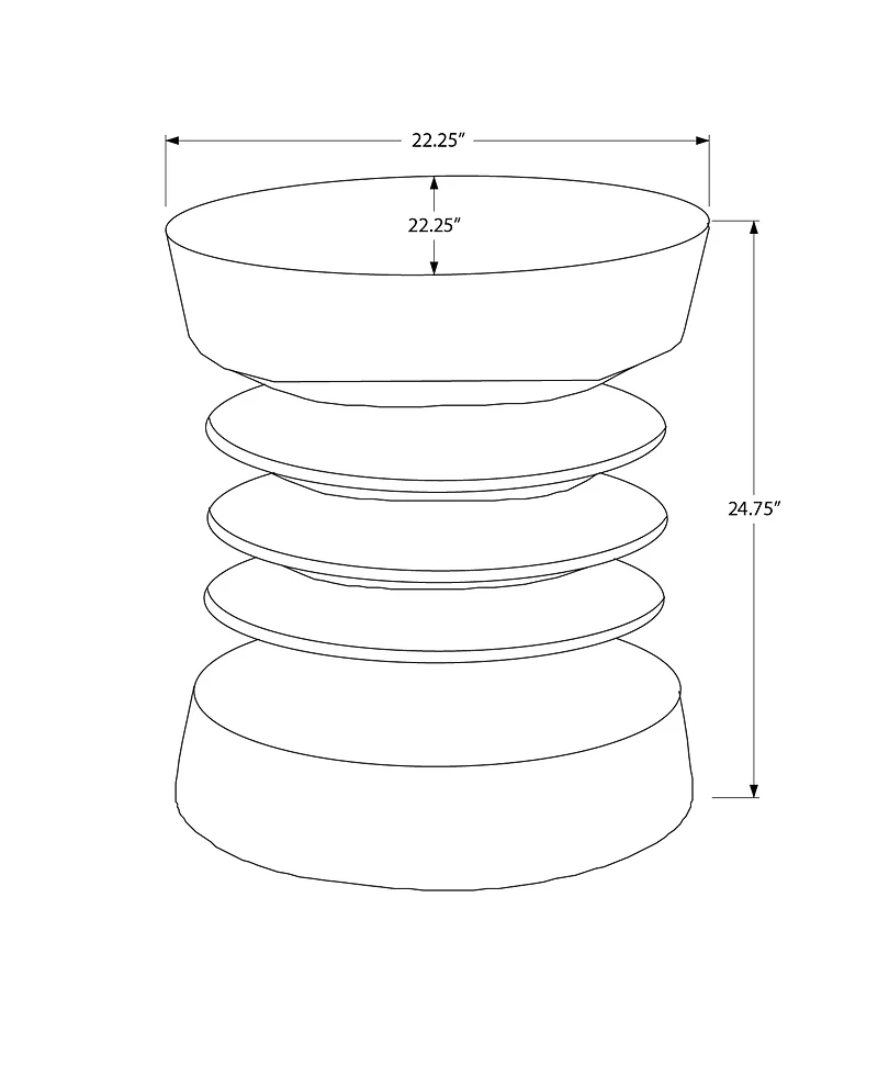 Monarch Specialties - Table D'Appoint, 25"H, Intérieur Ou Extérieur, Table D'Appoint, Bout, Chambre À Coucher, Salon, Table De Nuit, Rond, Noir, Contemporain, Moderne