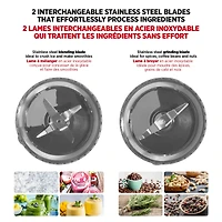 Starfrit 7 pcs  Personal Blender, 2 x 28oz (828ml) cups, 2 x travel lids, 2 blades, 3 speed modes: Low, High & Pulse, 300W, Blend smoothies, shakes, and soups with ease! The Starfrit Personal Blender has a 300W motor, 3 speeds, 2 tumblers with lids, and safety features. Dishwasher-safe and BPA-free for quick, safe, and convenient use.