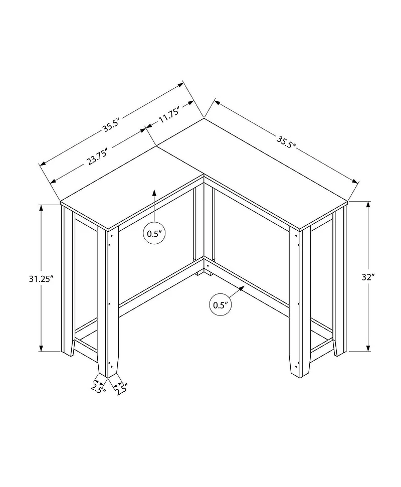 Monarch Specialties Table D'appoint, Console, Entrée, Étroit, Coin, Salon, Chambre À Coucher, Stratifié, Gris, Contemporain, Moderne