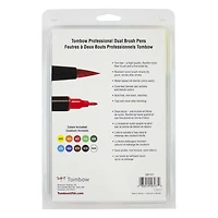 Marqueurs artistiques à pinceau double, couleurs primaires, paquet de 10 Tombow