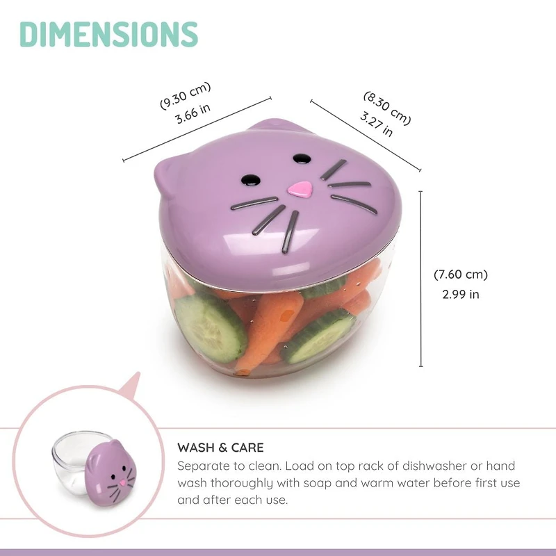 melii Animal Snack Container 2 Pack for Toddlers, Kids and Adults