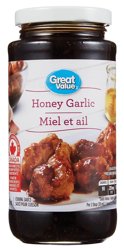Sauce pour cuisson Great Value au miel et à l'ail 350 ml