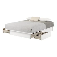 Meubles South Shore Fusion Lit plateforme 2 tiroirs Blanc