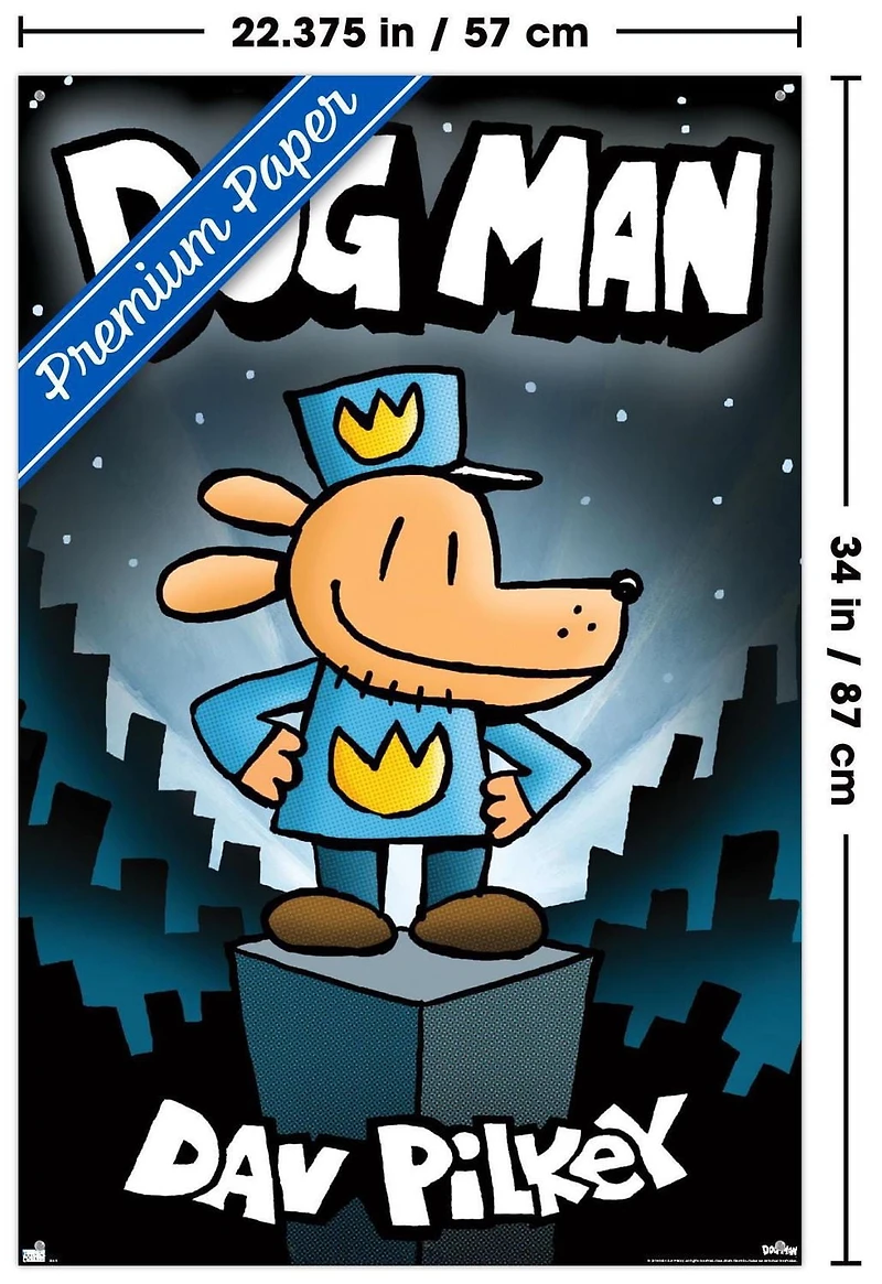 Dog Man - Book Cover (2016) Wall Poster with Pushpins, 22.375" x 34"