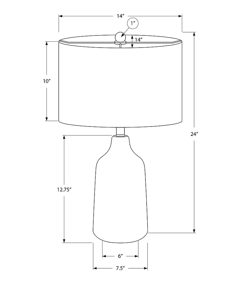 Monarch Specialties  Luminaire, 24"h, Lampe De Table, Résine Marron, Teinte Ivoire / Crème, Contemporain