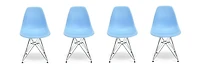 Chaise Eiffel Bleu Clair Pieds Chrome - Lot de 4 - Adultes