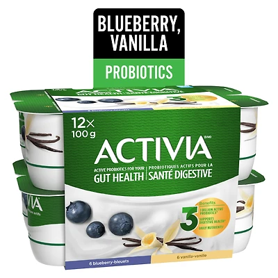 Activia Yogourt probiotique, bleuets et vanille 12 x 100 g