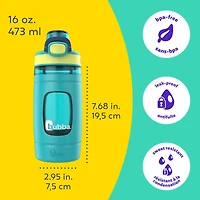Bouteille d’eau pour enfants Flo bubba, 473 ml, large ouverture, manchon en silicone, couvercle à bouton-poussoir