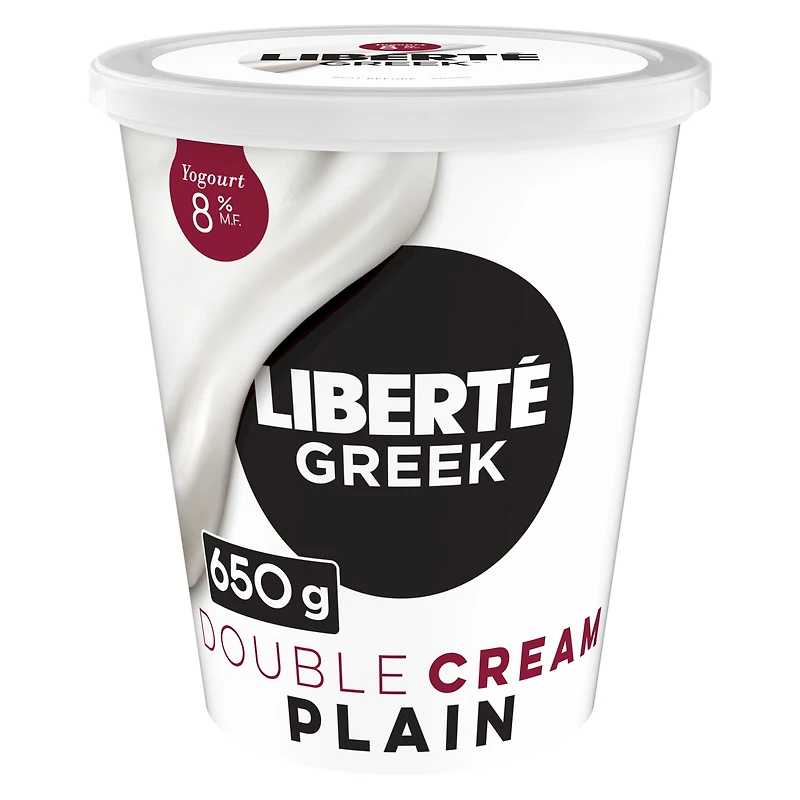 Liberté Greek 8% Extra Creamy Yogurt, Plain, High Protein, 650 g