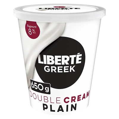 Liberté Greek 8% Extra Creamy Yogurt, Plain, High Protein, 650 g