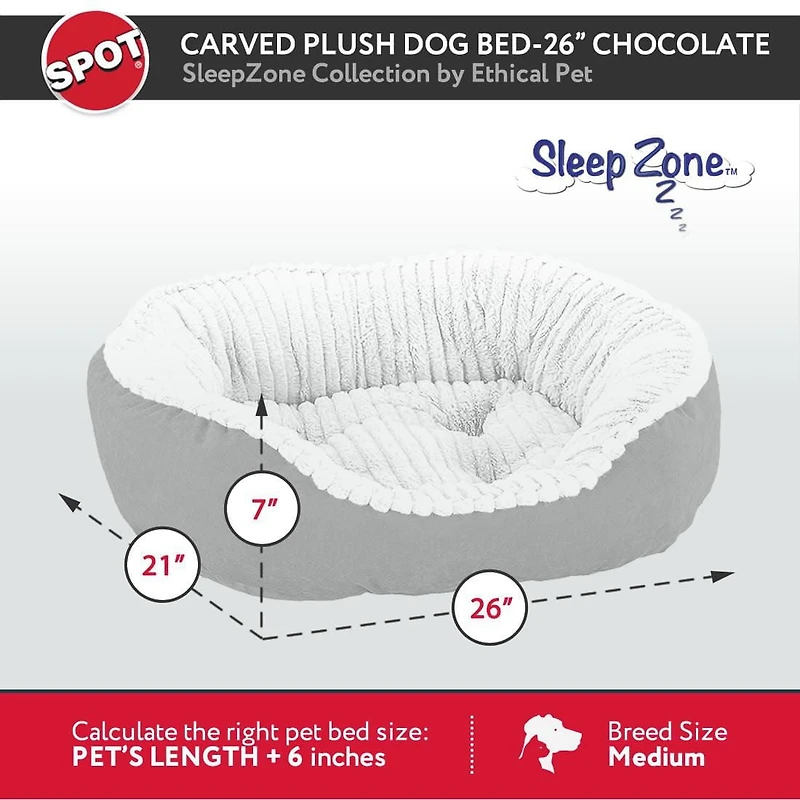 Sleep Zone Lit pour Chien en Peluche Sculpté