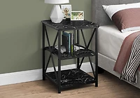 Monarch Specialties Accent Table, Side, End, Nightstand, Lamp, Living Room, Bedroom, Black Marble Look Laminate, Black Metal, Contemporary, Modern