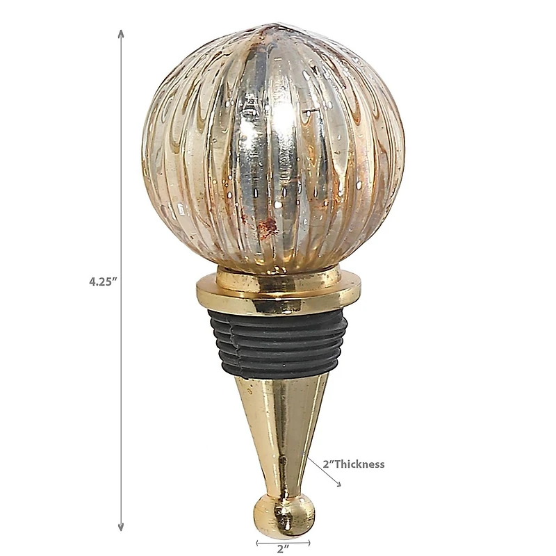 Christmas Bauble Top Wine Bottle Stopper Gold
