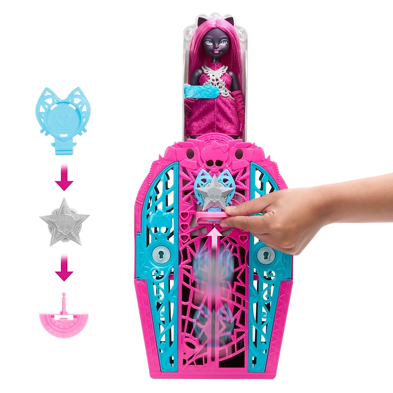 Monster High Skulltimate Secrets Hauntlywood Mysteries Doll, Catty Noir with 19+ Surprises