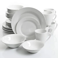 Gibson Home Noble Court 30 Piece Dinnerware Set, Service for 6, White, Fine Ceramic