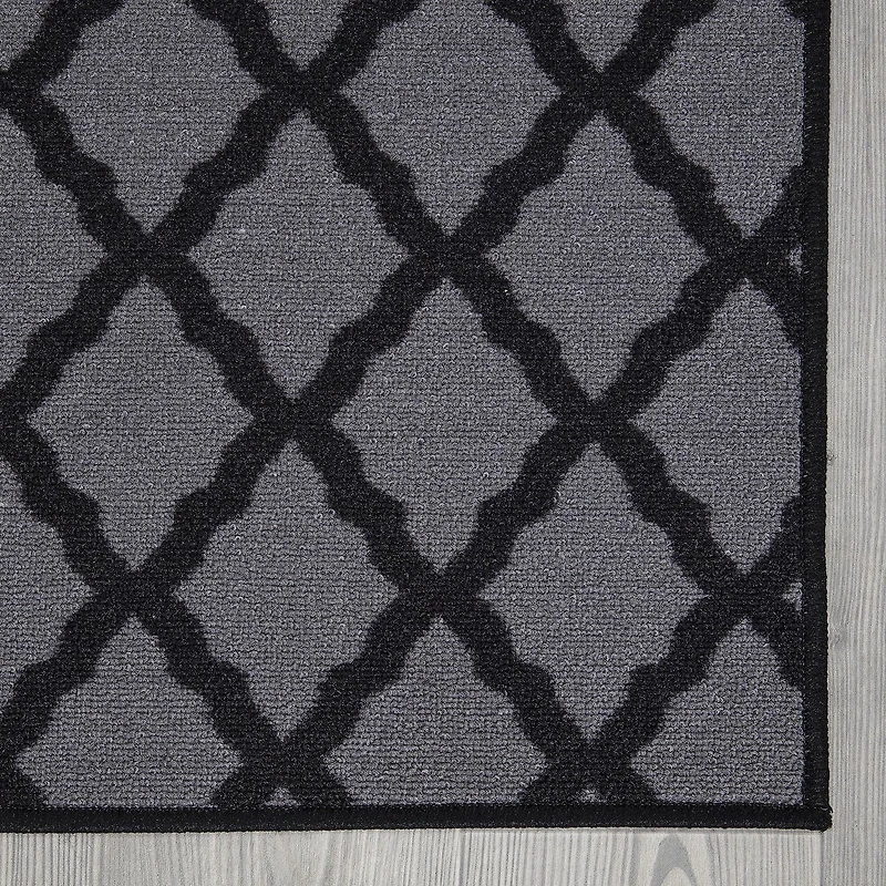 Tapis élégant à motif de treillis à sous-couche en caoutchouc de la collection Glamour