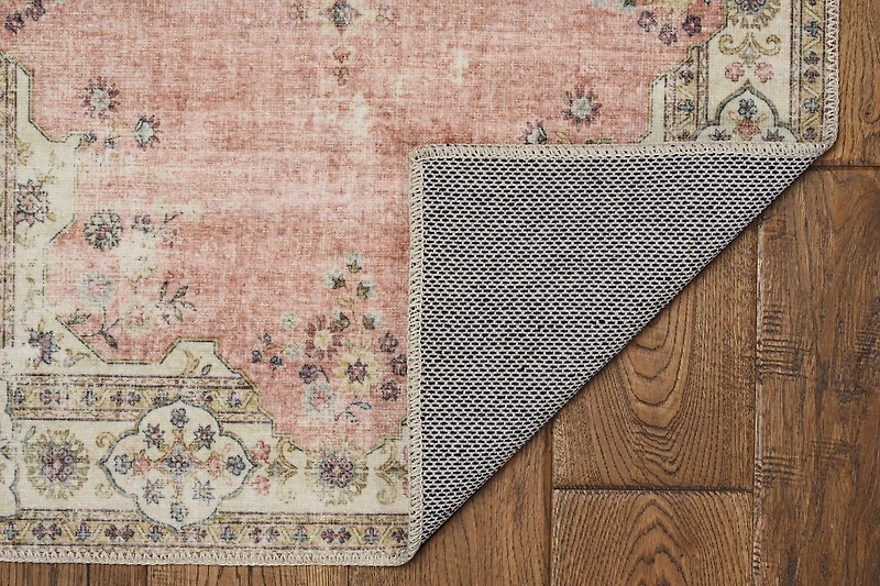 Tapis d'appoint lavable Blanton 2 pi x 3 pi rose et ivoire