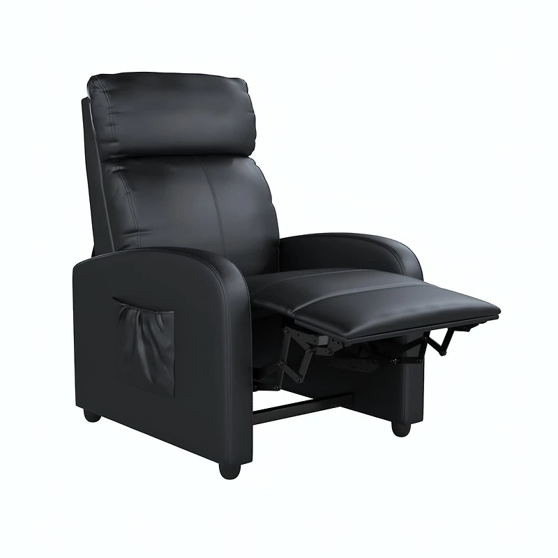 DHP Harrison Pushback Recliner with Massage Backrest, Black Faux Leather