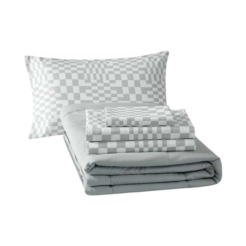Bco Home 4 Pieces Ensemble de lit Rafraîchissant Gris 1 place/long