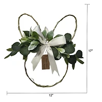Easter Bunny-Shaped Wreath with Greenery and Satin Bow, 17 in, by Way to Celebrate