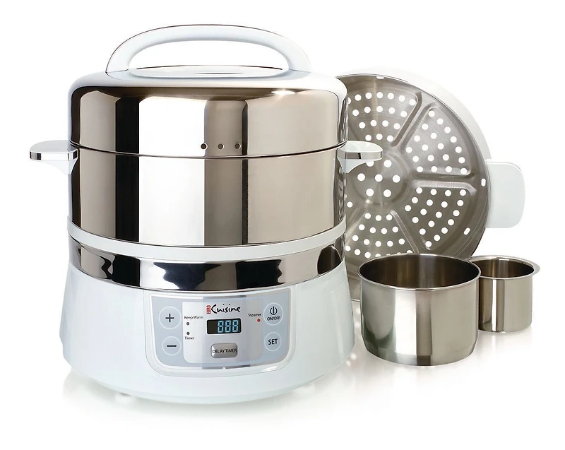 FS2500 Marmite à vapeur Euro Cuisine à 2 niveaux en acier inoxydable
