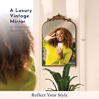 Crystal Art Gallery 20" x 30" Gold Filigree Arch Wall Mirror, With Frame <ul><li>Its classic design complements various interior themes from traditional to contemporary.</li><li>Not just a mirror but a piece of art that enhances the beauty of your space.</li><li>Built to last with high-quality materials ensuring stability and longevity.</li><li>Designed to lean</li></ul>