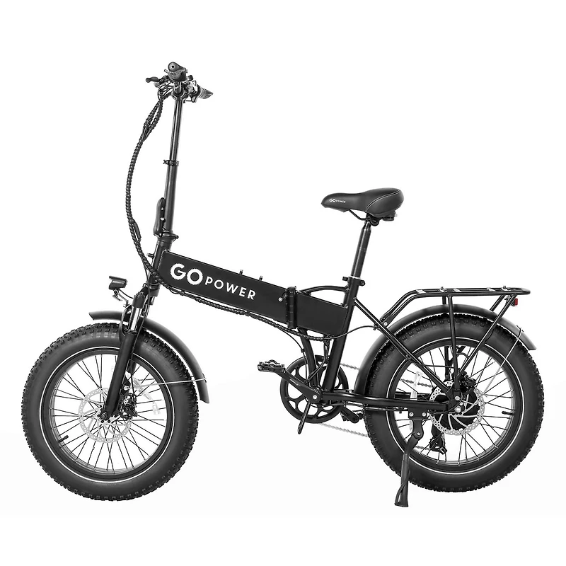 GoPowerBike GoExpress V2 Electric Bike | Adult Folding Bike | 20 inch Fat Tire | 50+ Mile Range w/ 5 Pedal-Assist Levels | 20mph Top Speed | 750W Motor | Removable Battery | Class 1 and 2 eBike