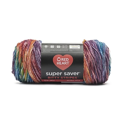 Red Heart® Super Saver® Bitty Stripes™ Fil, Acrylique #4 Moyen, 10oz/283g