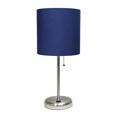 LimeLights Stick Lamp with USB charging port and Fabric Shade