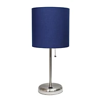 LimeLights Stick Lamp with USB charging port and Fabric Shade