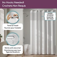 Zenna Home InstaCurtain Fabric Hotel Shower Curtain, White, Shower curtain with hooks