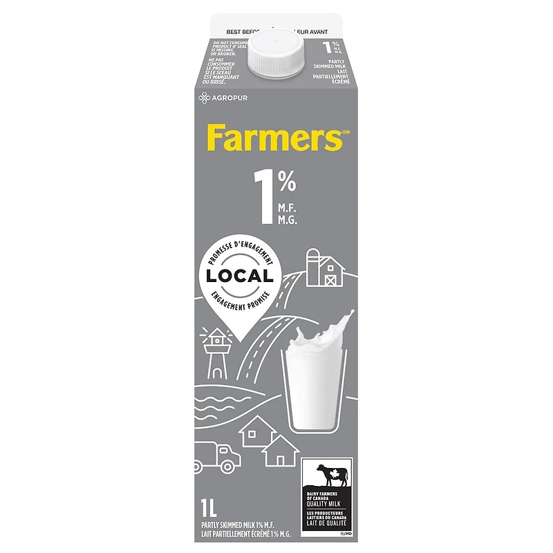 Farmers Partly Skimmed 1% Milk, 1 L