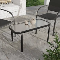 Mainstays Steel Outdoor Stacking Glass Table, Black