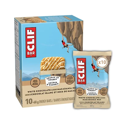 CLIF BAR Energy Bars, White Chocolate Macadamia Nut, Granola Bar, High in Protein, Contains 70% Organic Ingredients 10 Bars