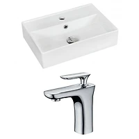 American Imaginations 19.75-in. W Wall Mount White Bathroom Vessel Sink Set For 1 Hole Center Faucet AI-15232
