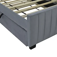 Lit plateforme Noble House en velours gris avec lit gigogne simple, 1 place