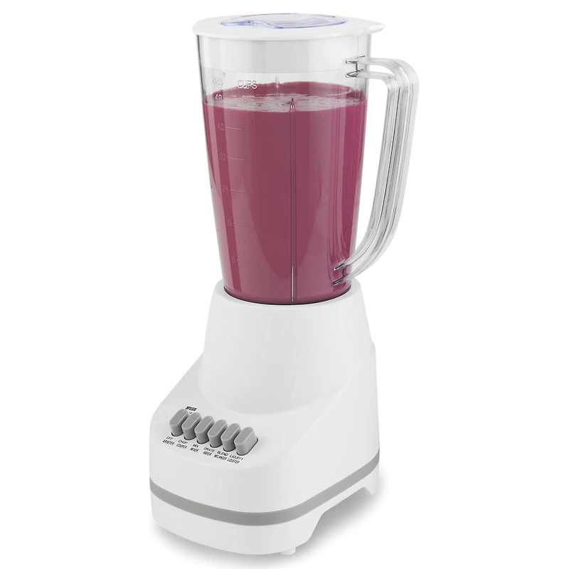 Mainstays 6 Speed Blender avec bocal de 48 onces avec lame en acier inoxydable, blanc