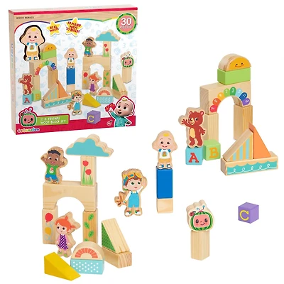 CoComelon JJ & Friends Wood Block Set, 30-pieces, Recycled Wood