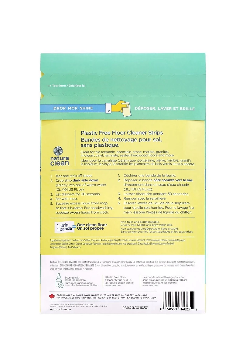 Nature Clean Floor Cleaner Strips - Fresh Lemon Scent, 36 strips