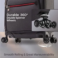 Valise cabine Air Canada Indigo Lite Collection Bagage à main de 20 pouces approuvée avec chargeur USB
