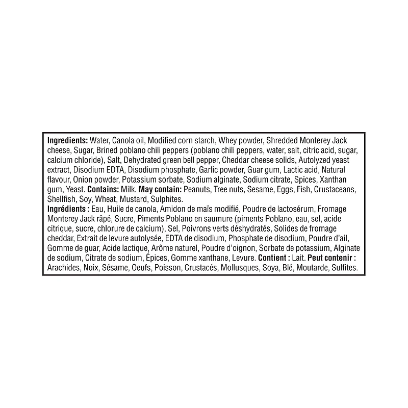 Sauce à la crème Poblano Queso Série Recettes Secrètes Great Value 245 ml
