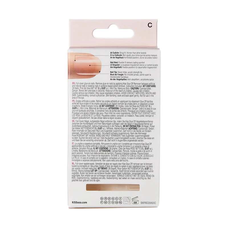 KISS Salon Acrylic - French Nude Breathtaking - Fake Nails, Short