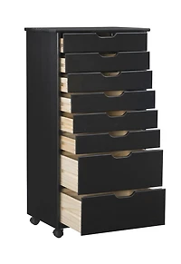 Craydon Eight-Drawer Rolling Storage Cart, Black