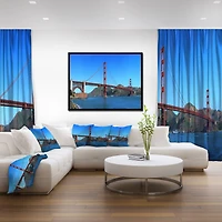 Design Art Golden Gate Bridge under Blue Sky Framed Canvas Art Print