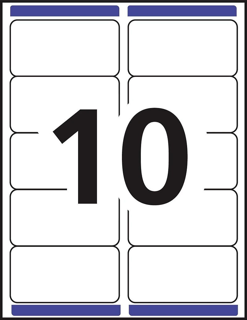 Avery White Rectangle Labels with Sure Feed Technology, TrueBlock, 2" x 4", for Laser and Inkjet Printers 10 labels/Sheet, 10 Sheets/Pack - 8923