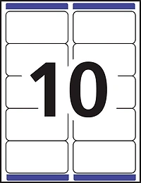 Avery White Rectangle Labels with Sure Feed Technology, TrueBlock, 2" x 4", for Laser and Inkjet Printers 10 labels/Sheet, 10 Sheets/Pack - 8923