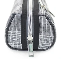 Pen+Gear Checked Pencil Pouch in Grey with White Stitched Pattern